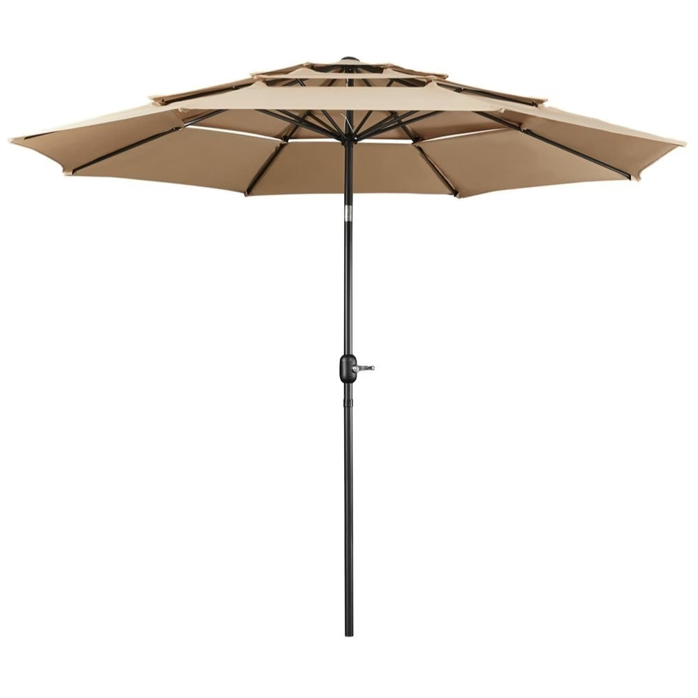 Ombrellone Da Giardino 3x3m Con Inclinazione E Aerazione - Ecrù / Grigio
