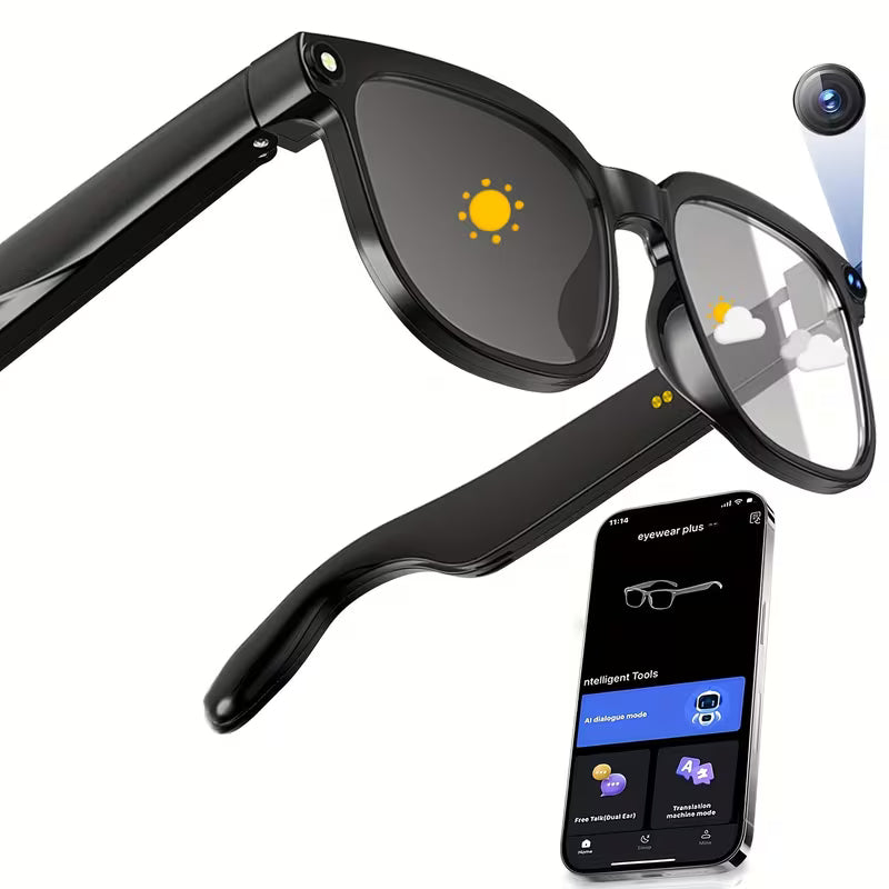 PEJE AI Occhiali Intelligenti Fotocamera Video Traduzione Lenti Fotocromatiche 2GB