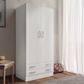Armadio 2 Ante 2 Cassetti Bianco 82x46x184 cm