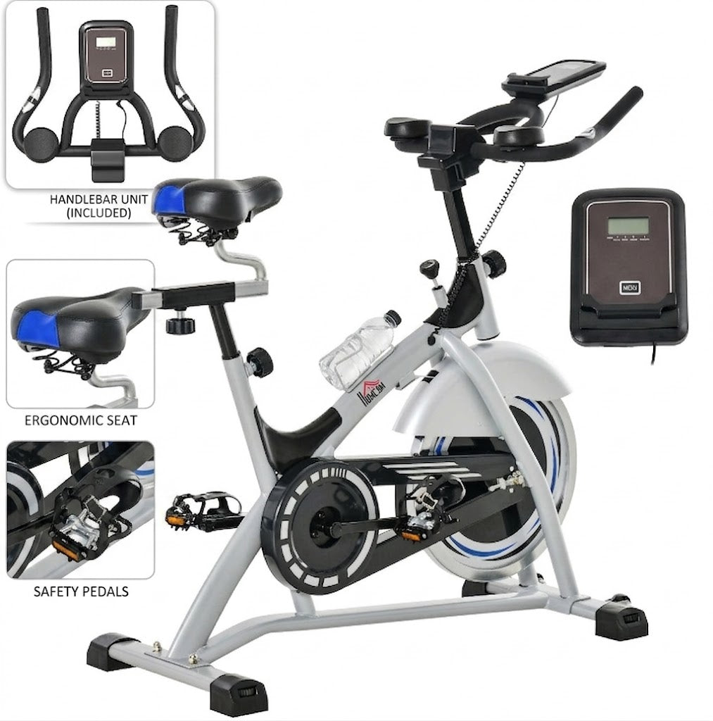 Cyclette Magnetica Professionale Volano 15kg Argento Nero