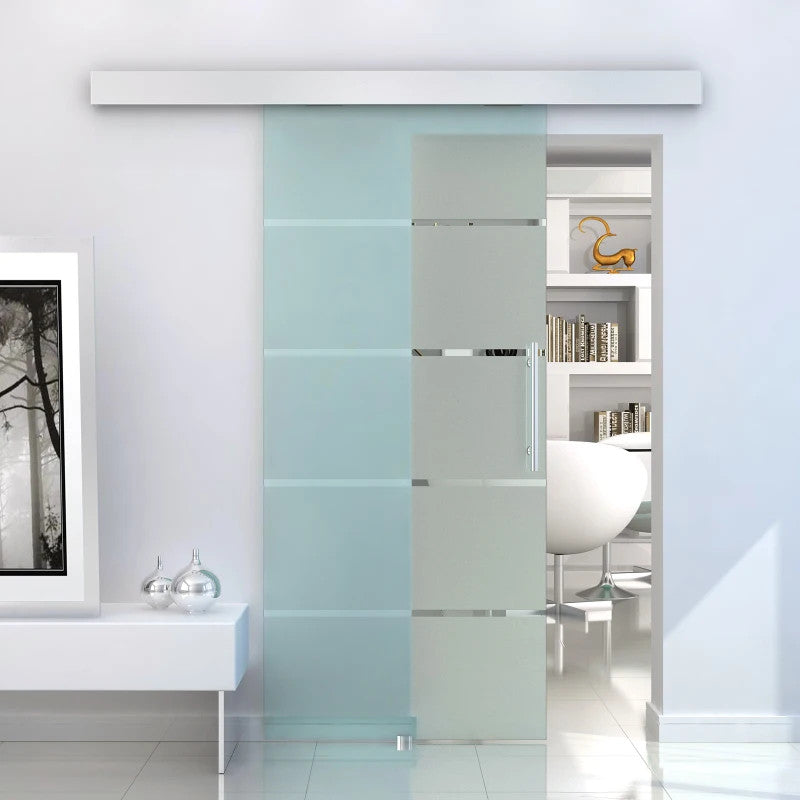 Porta Scorrevole Extra-Large 102,5 cm Vetro Satinato Smerigliato – Binario B2 Alluminio