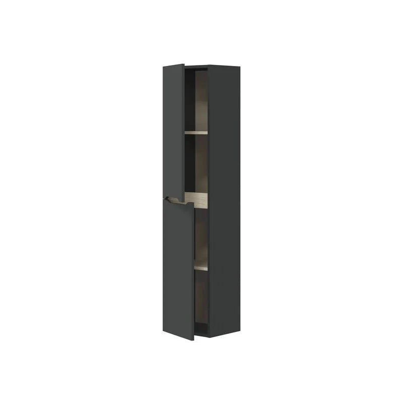 Kit Colonna Bagno Denver 2 Ante Sospesa 135 cm Antracite Rovere
