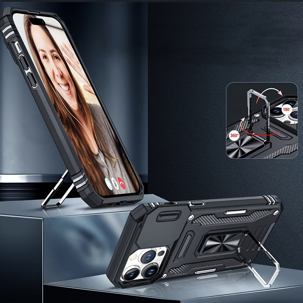 Custodia Robusta Con Supporto Metallico Per iPhone 16 Pro Max / 15 Pro Max / 14 Pro Max