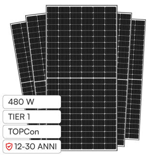 Pannello Solare Fotovoltaico 480W TOPCon Monocristallino – Efficienza 22,21% IP68 TIER 1