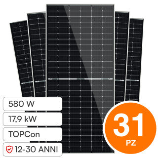 Pannello Solare Fotovoltaico 580W TOPCon Monocristallino – Efficienza 22,45% IP68 TIER 1