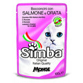 Monge Simba Cibo Umido Gatto Bocconcini in Salsa Salmone e Orata Bustina 100 g – Confezione 24 Pezzi