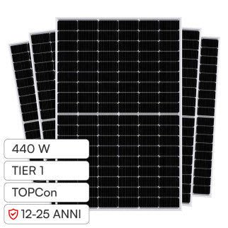 Pannello Solare Fotovoltaico 440W TOPCon Monocristallino – Efficienza 22,54% IP68 TIER 1
