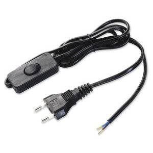 ART. CAP30598 PL CAVO 1,5 M 2X0,75 C/INTERRUTTORE NERO* 5PZ