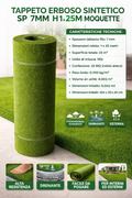 Tappeto Erboso Sintetico 7mm H1x25m Moquette Drenante