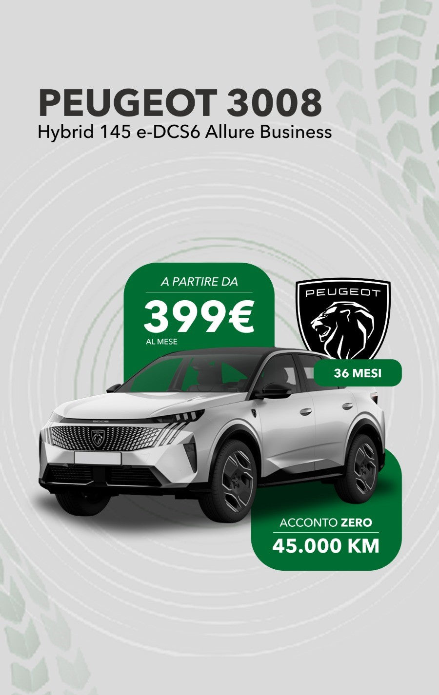 Peugeot 3008 Hybrid 145 e-DCS6 Allure Business – Noleggio a Lungo Termine
