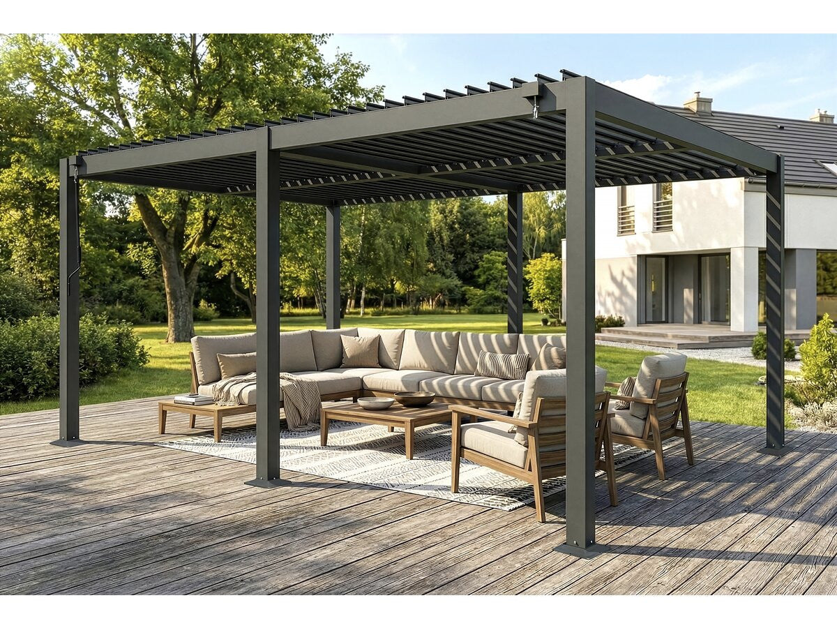 Pergola Bioclimatica Kensington Alluminio 498x298x220 Cm 3x5 M Grigio