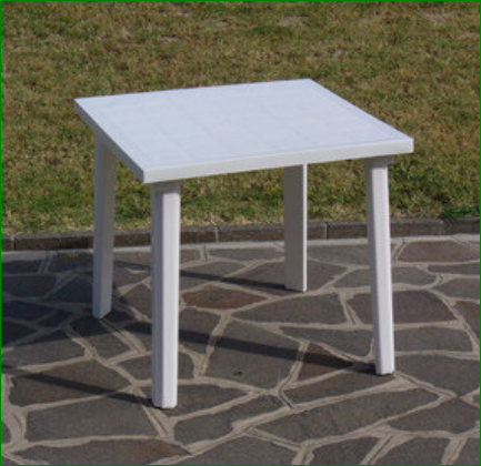 Art. 8960 Tavolo in Resina Weekend Bianco 80x80x72h