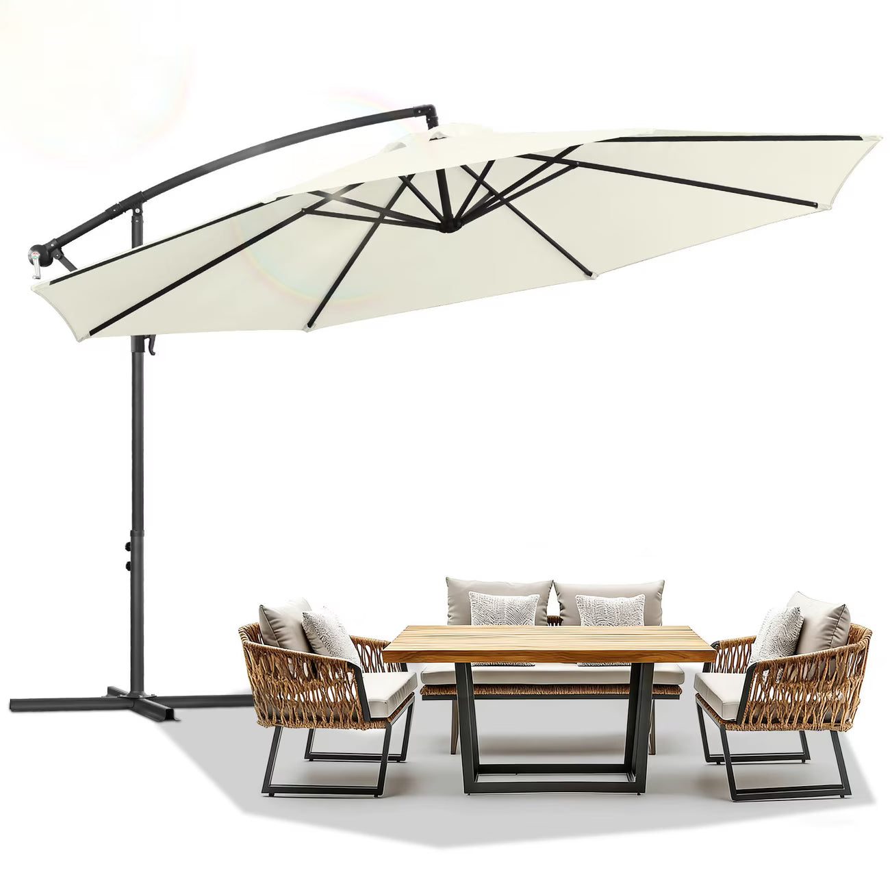 Sonnewelt Ombrellone A Sbalzo 300/350cm In Alluminio A Manovella UV40+ - Grigio/Beige/Rosso/Verde
