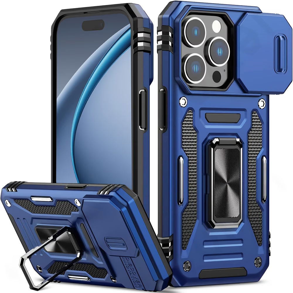 Custodia Robusta Con Supporto Metallico Per iPhone 16 Pro Max / 15 Pro Max / 14 Pro Max