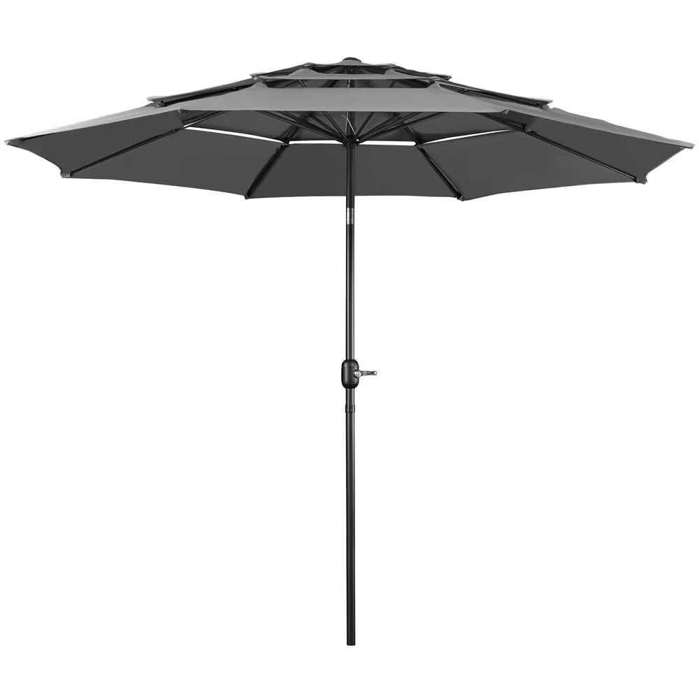 Ombrellone Da Giardino 3x3m Con Inclinazione E Aerazione - Ecrù / Grigio