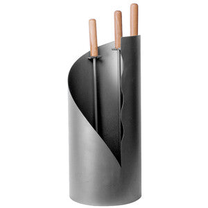 ART. CAP509967 C SET ATTREZZI CAMINO C/CONTENITORE 4 PZ ANTRACITE - MARKET PRIME SHOP