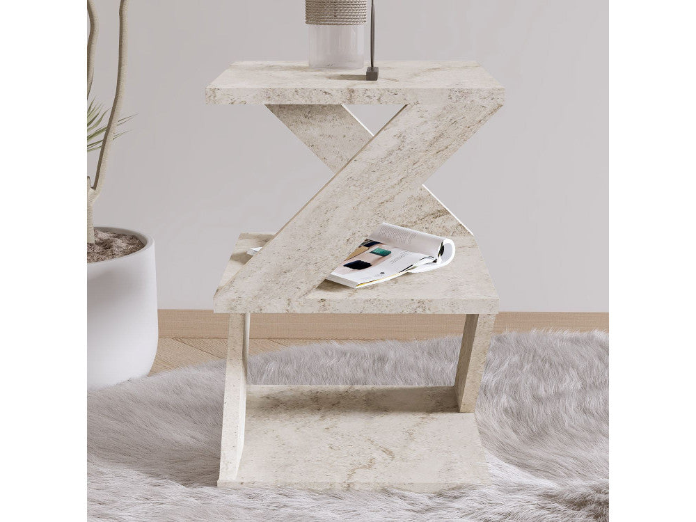 Tavolino laterale in legno- 29 x 29 x 54 cm - Travertino