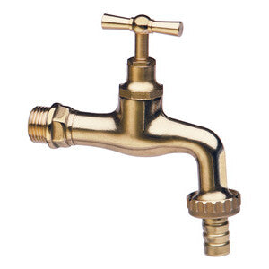 PL - Rubinetto Ottone Lucido con Portagomma Ø 1/2" - Conf. 6 pz
