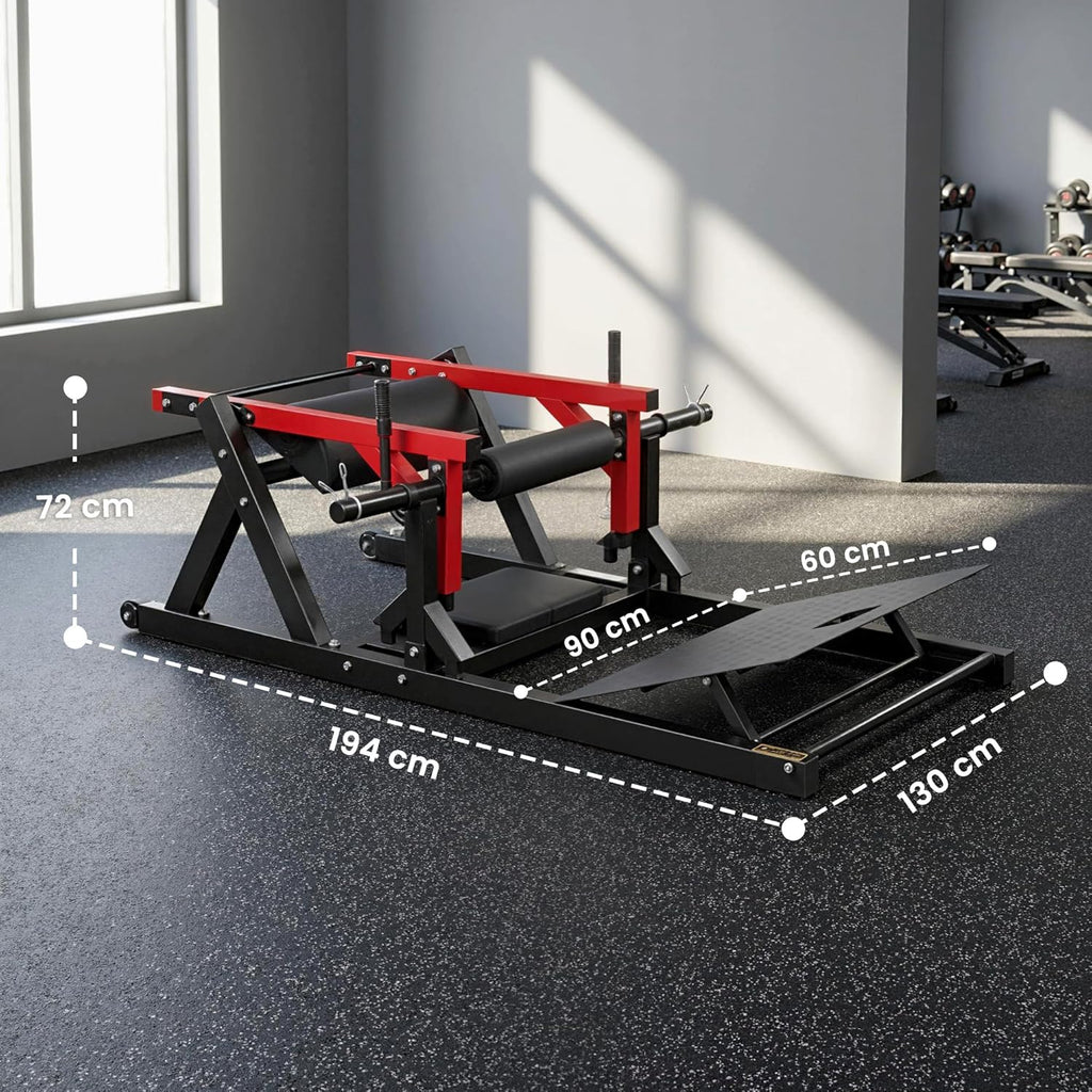 Macchina Hip Thrust Pedana Regolabile 270kg Rosso