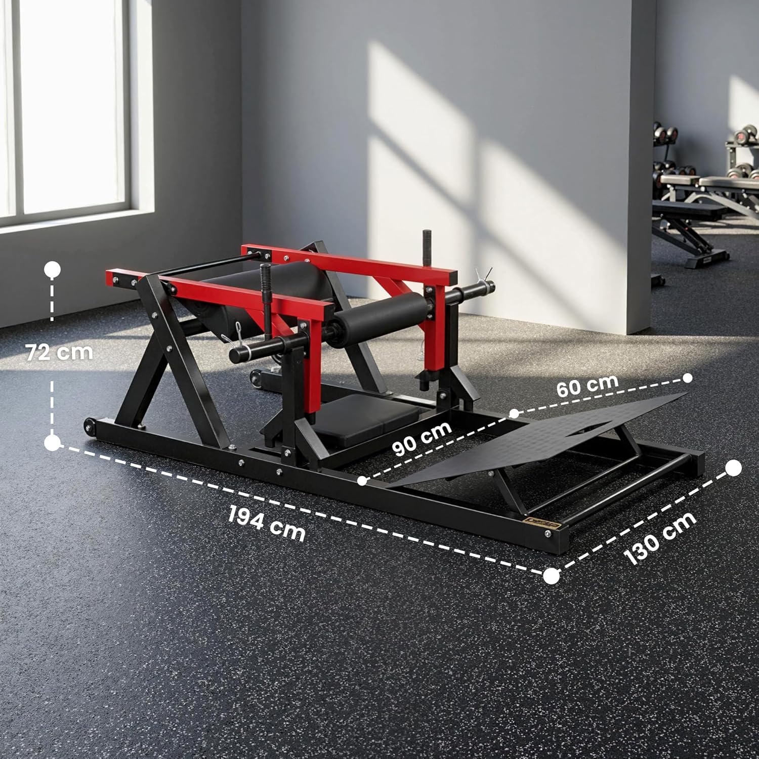 Macchina Hip Thrust Pedana Regolabile 270kg Rosso