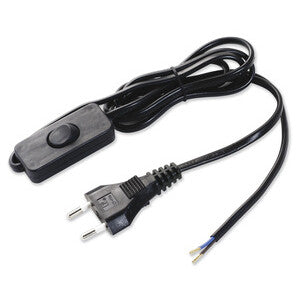 ART. CAP598 CAVO 1,5 M 2X0,75 C/INTERRUTTORE NERO 5PZ