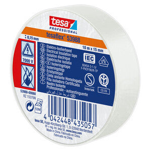 Nastro Isolante Certificato Bianco 10 mt x 15 mm - Conf. 10 pz