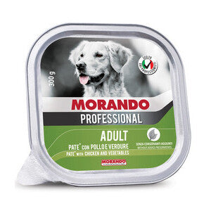 Morando Cibo Umido Cane Paté Pollo e Verdure Vaschetta 300 g – Confezione 18 Pezzi