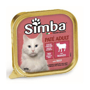 Monge Simba Cibo per Gatti Paté al Manzo 100g - Confezione da 32 Vaschette