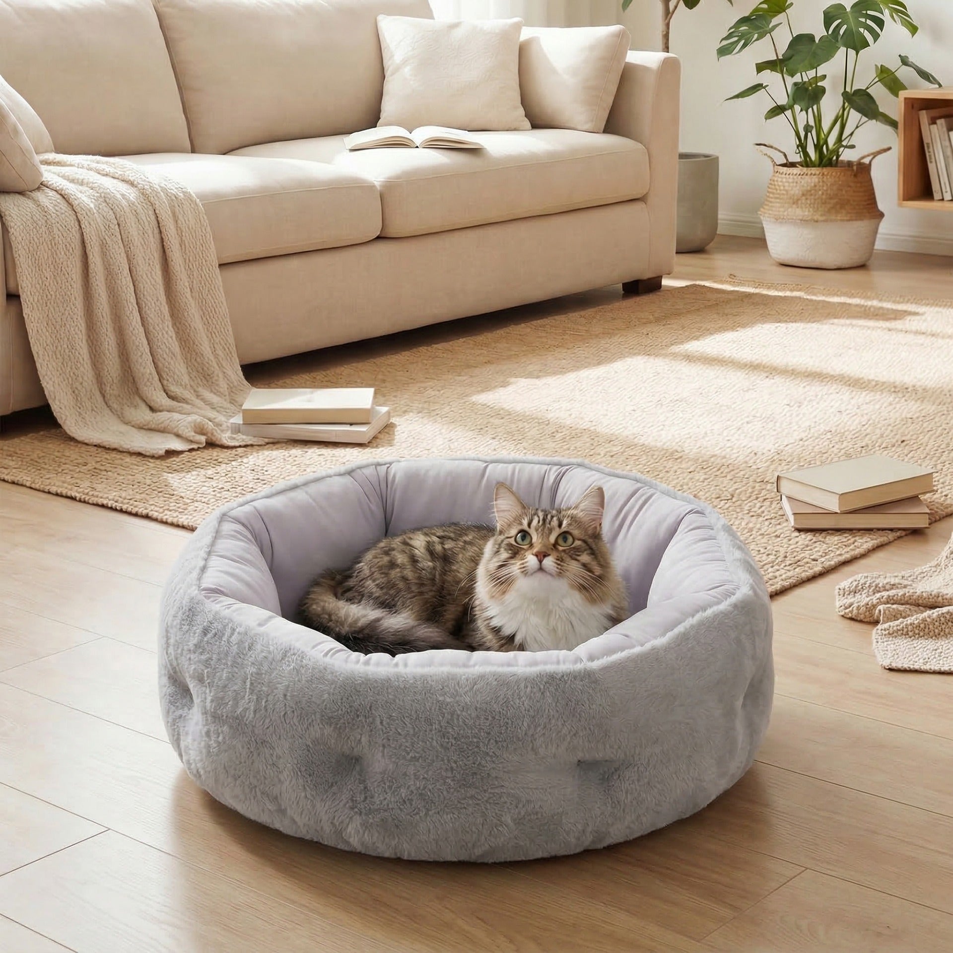 OUT003 Lettino reversibile per cani e gatti di piccola taglia da interno grigio chiaro