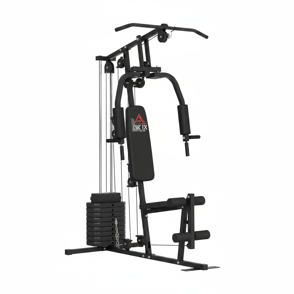 Stazione Fitness Multifunzione con Peso e Carrucola Nero