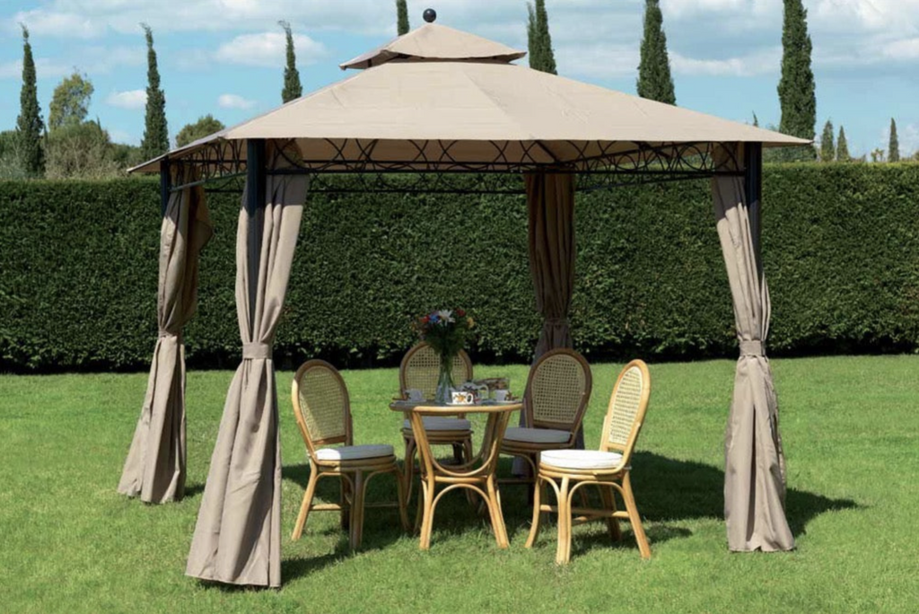 Gazebo da Giardino in Acciaio 3x3 m Cairo Beige Scuro