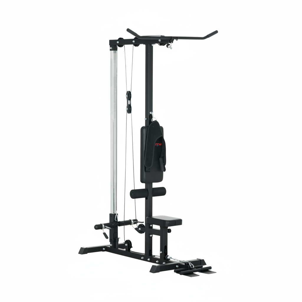 Stazione Fitness Multifunzione con Lat Machine e Supporto Dischi