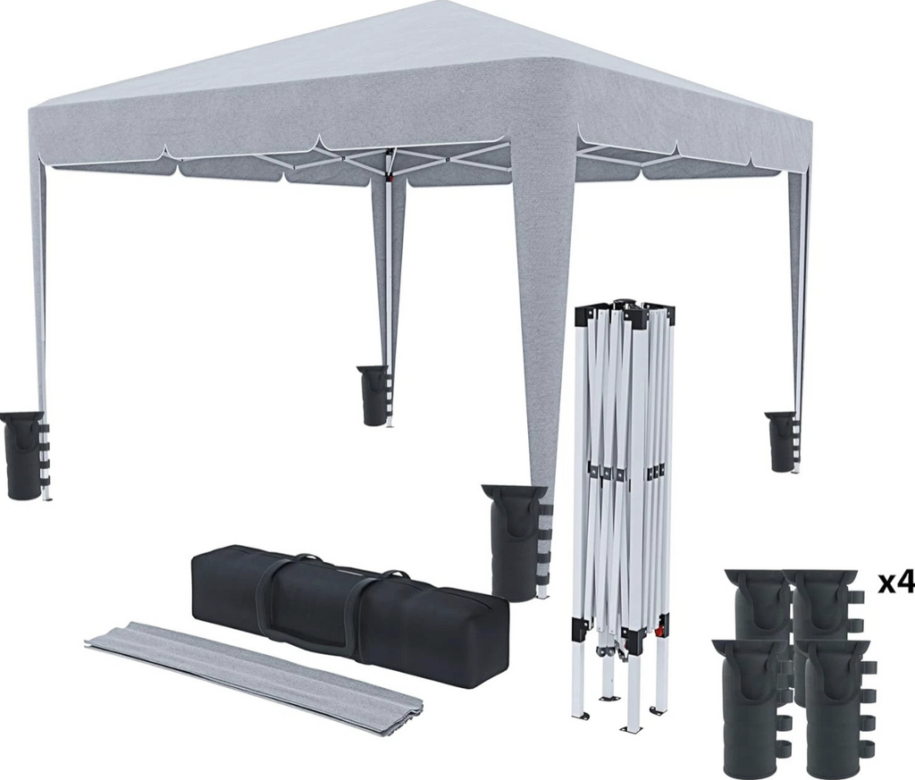 Gazebo Izimir Rapid 3x3m Bianco Pop-Up Fisarmonica