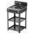 Cucina 4 Fuochi 2 Mensole a Gas Bombola 49x49 cm Nero