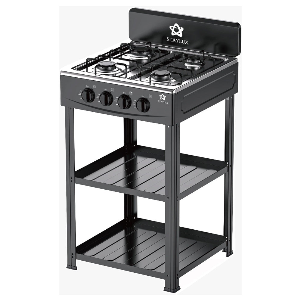Cucina 4 Fuochi 2 Mensole a Gas Bombola 49x49 cm Nero