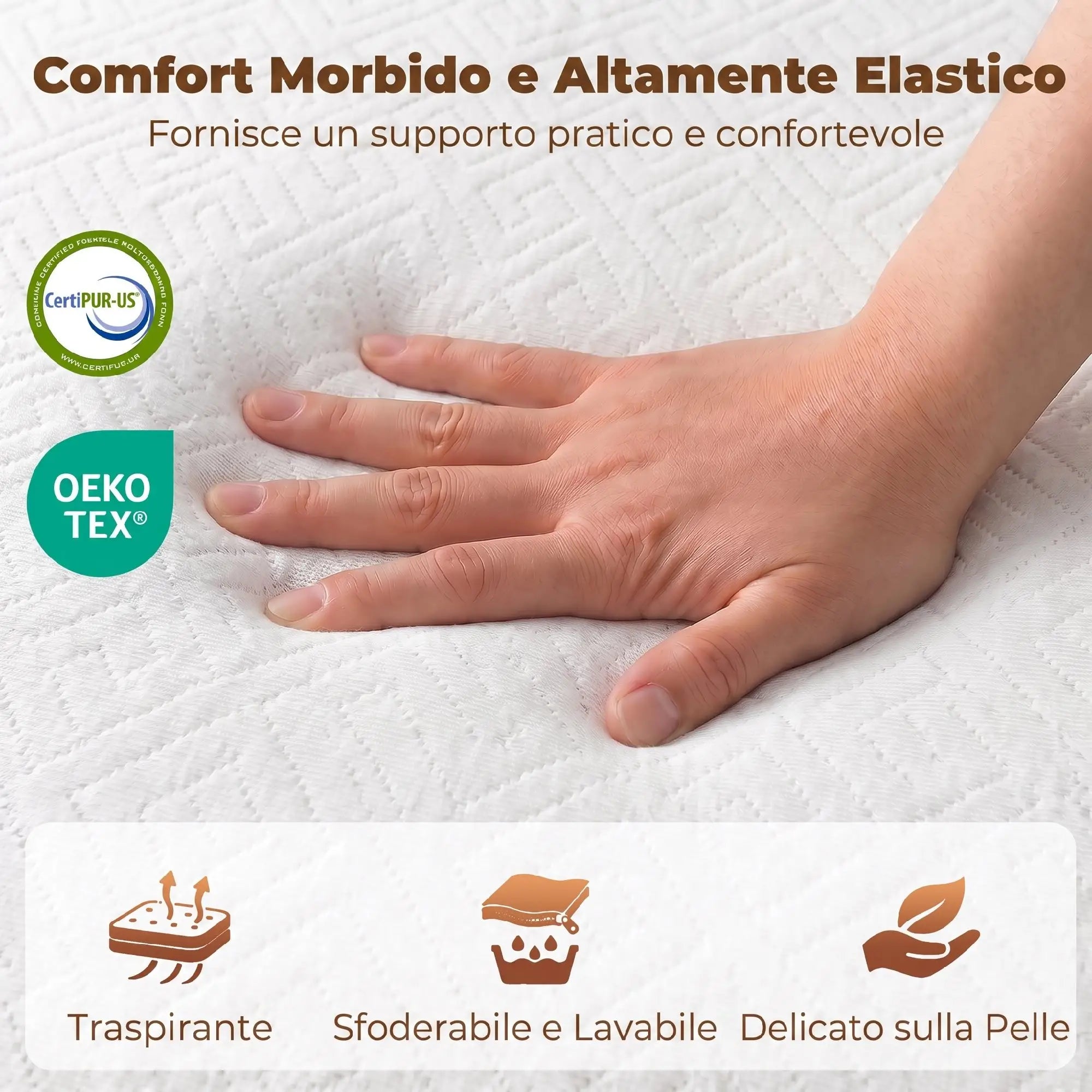 Materasso Pieghevole Memory Foam 195x120cm 10cm Grigio