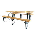 Set Birreria con Panche Legno e Metallo 220x80xH76cm