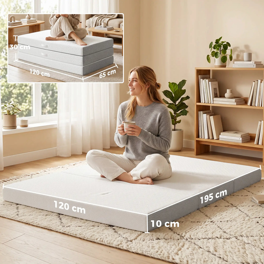 Materasso Pieghevole Memory Foam 195x120cm 10cm Grigio