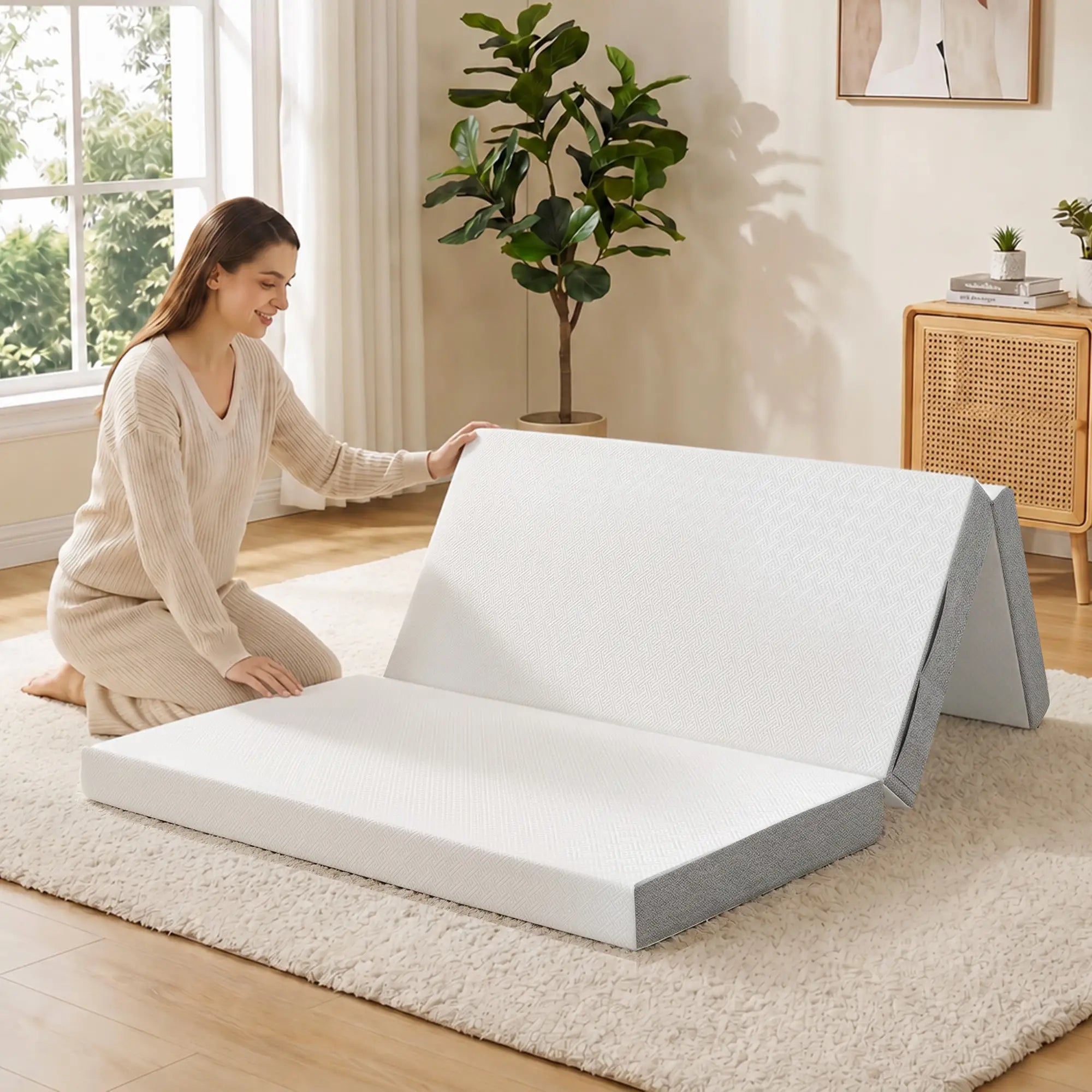 Materasso Pieghevole Memory Foam 195x120cm 10cm Grigio