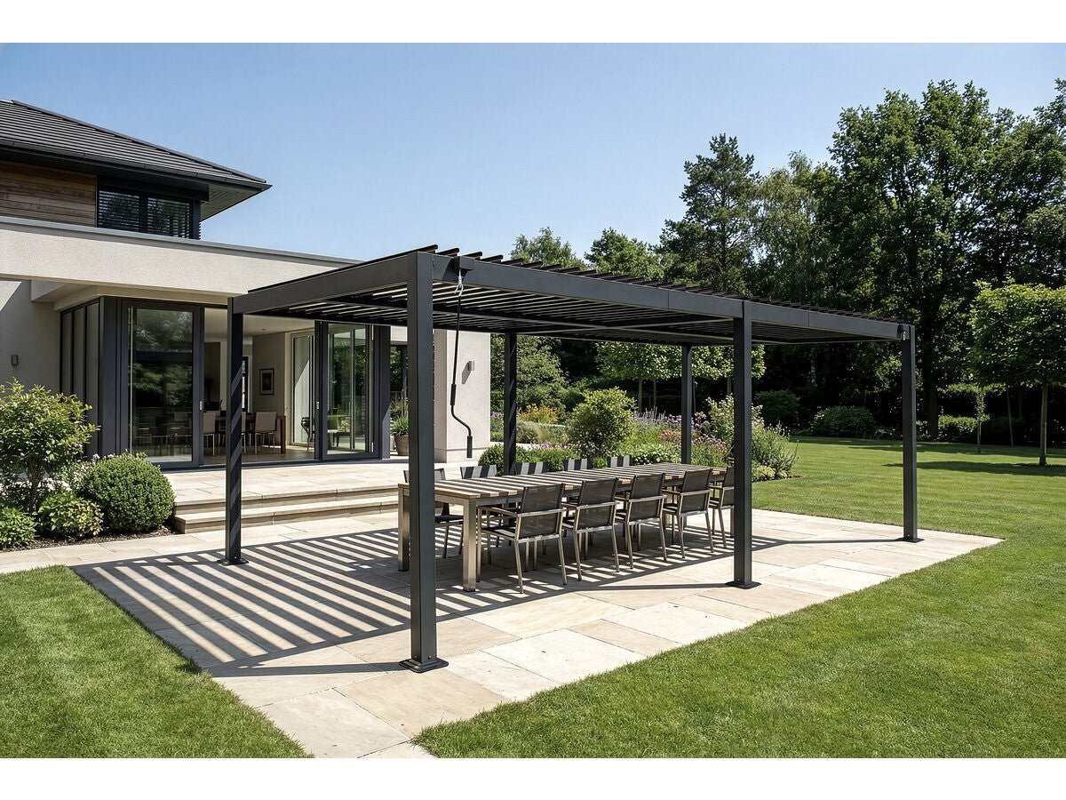 Pergola Bioclimatica Kensington Alluminio 588x299x220 Cm 4 File Lamelle Grigio