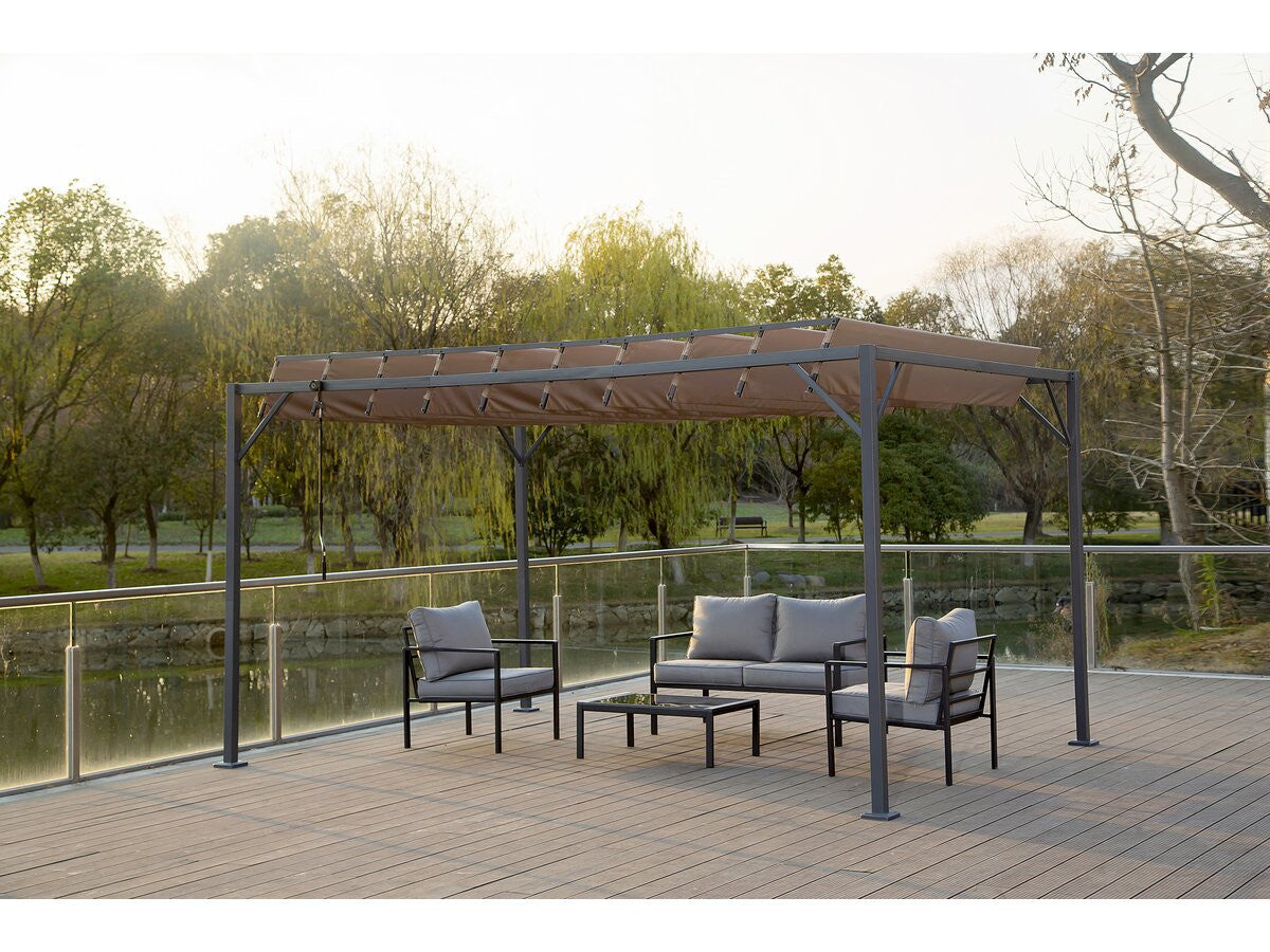 ART. 136287 Pergola bioclimatica in tessuto "Lodge" da 3 x 4 m - Grigio talpa