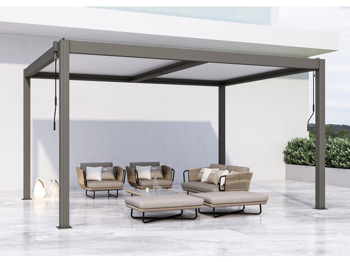 Pergola Bioclimatica Windsor 3x4 m Tortora con Lamelle Orientabili in Alluminio Anti-UV