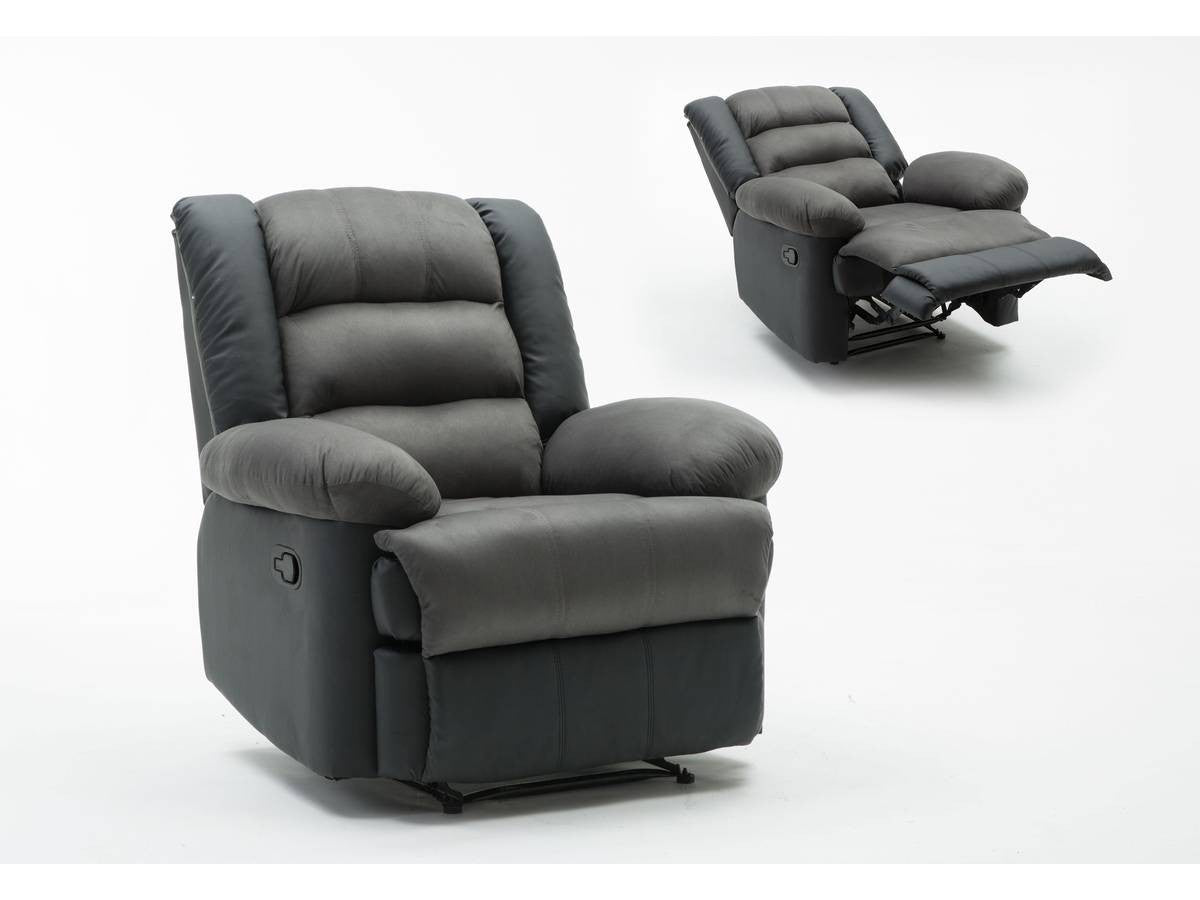 Poltrona Relax Reclinabile Buckingham GHF 95133 – 3 Posizioni Nero/Grigio 160kg