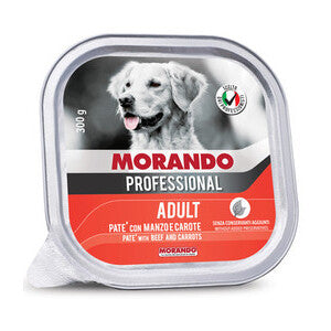 Morando Cibo Umido Cane Paté Manzo e Carote Vaschetta 300 g – Confezione 18 Pezzi