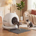 Lettiera Autopulente per Gatti con Telecamera HD Contenitore 7L e Sensori Sicurezza 58x47x53 Cm Bianco Grigio