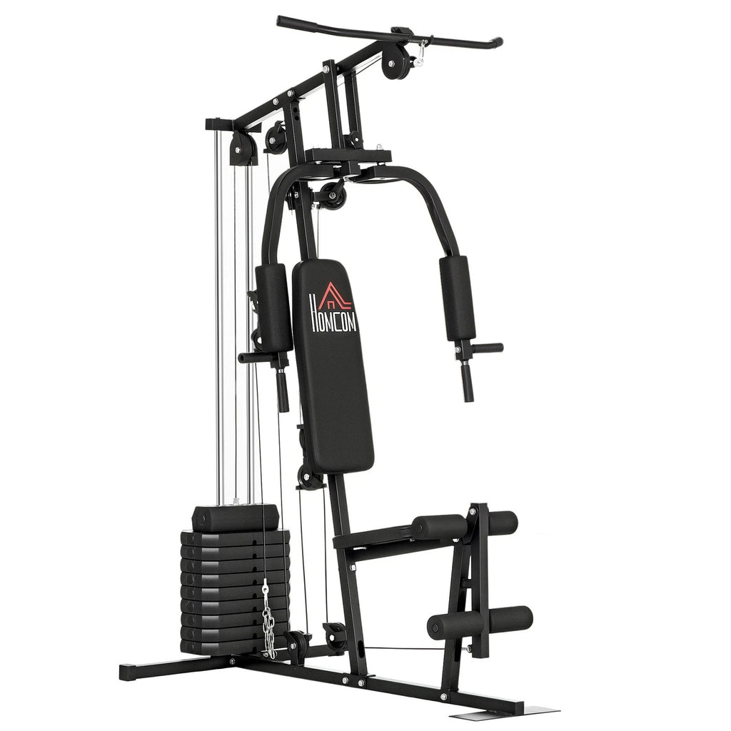 Stazione Fitness con Pesi 45kg Multifunzione Nero