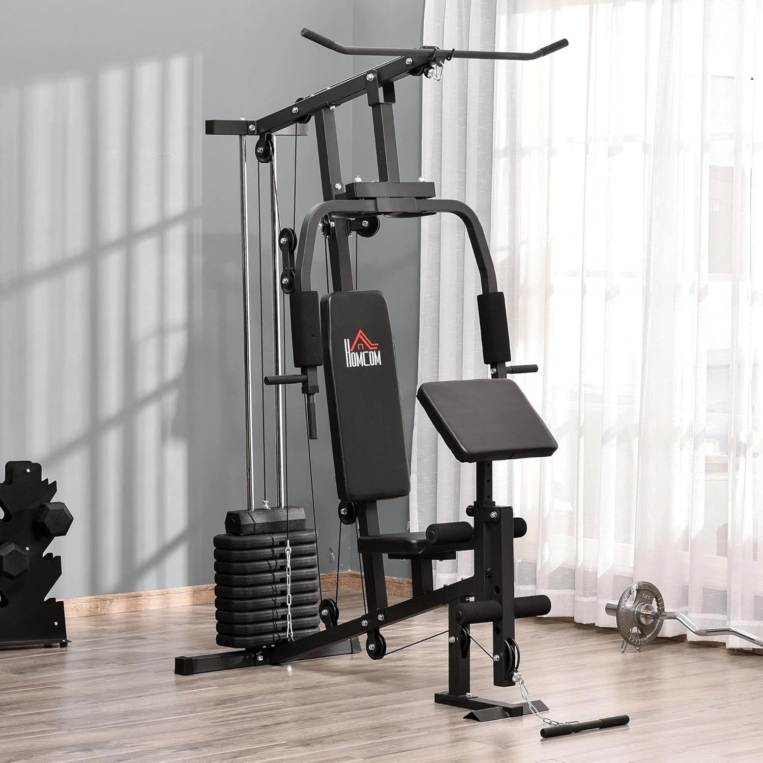 Stazione Fitness Multifunzione Professionale Acciaio Nero