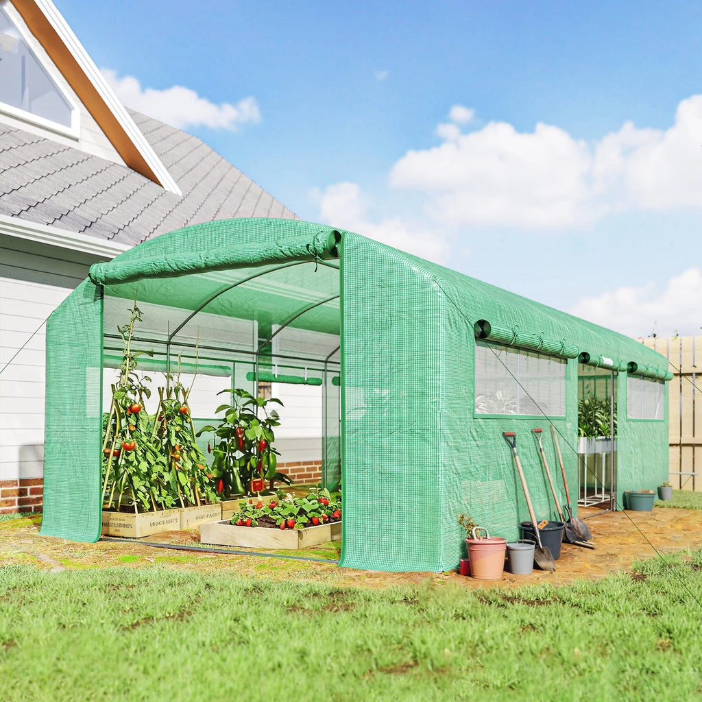 Serra a Tunnel 6x3x2 M Con 3 Porte Avvolgibili e 6 Finestre