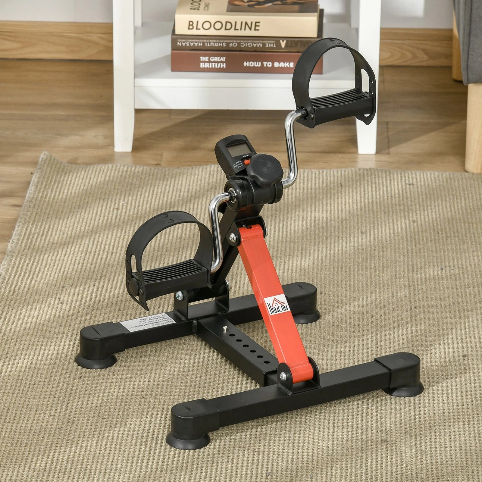 Mini Cyclette Riabilitazione Regolabile LCD Acciaio ABS Nero Rosso