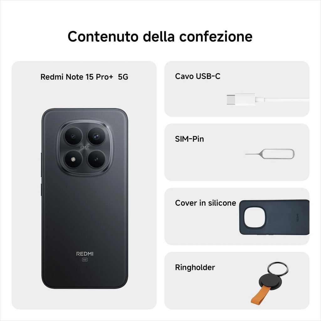 Xiaomi Redmi Note 15 Pro+ 5G 8+256GB Dual Sim Black Italia